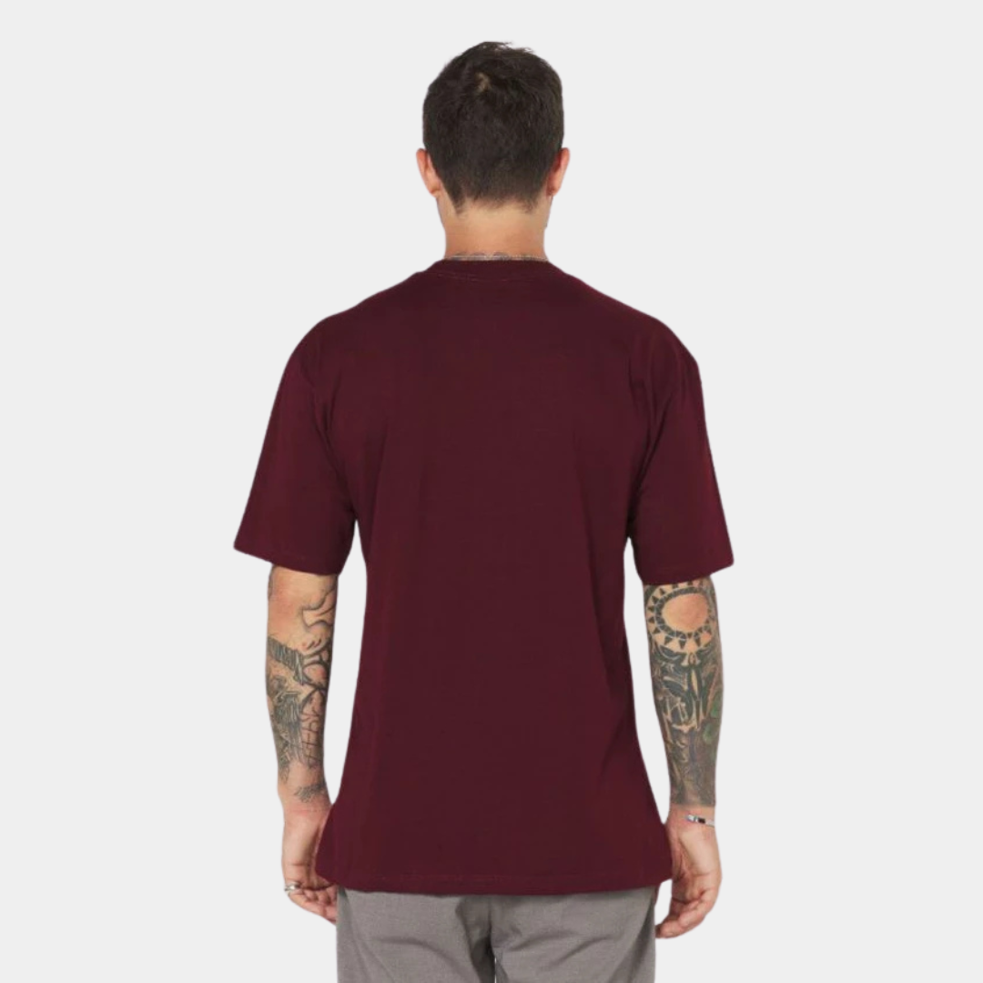 Camisa Básica Oversized Streetwear Masculina Vinho 